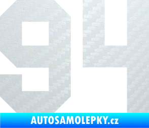 Samolepka Startovní číslo 94 3D karbon bílý