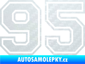 Samolepka Startovní číslo 95 typ 4 3D karbon bílý