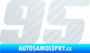 Samolepka Startovní číslo 95 typ 6 3D karbon bílý