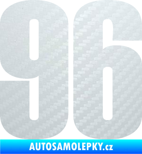 Samolepka Startovní číslo 96 typ 2     3D karbon bílý