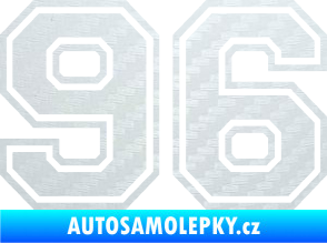 Samolepka Startovní číslo 96 typ 4 3D karbon bílý