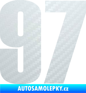 Samolepka Startovní číslo 97 typ 2 3D karbon bílý