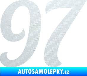 Samolepka Startovní číslo 97 typ 3   3D karbon bílý