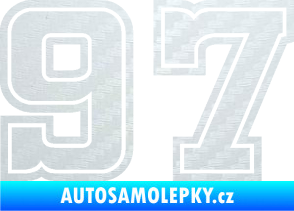 Samolepka Startovní číslo 97 typ 5 3D karbon bílý