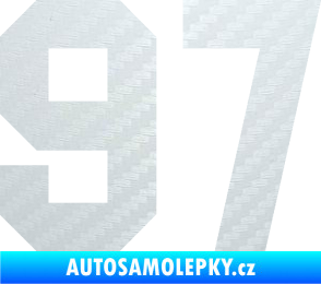 Samolepka Startovní číslo 97 3D karbon bílý