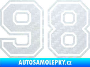Samolepka Startovní číslo 98 typ 4 3D karbon bílý