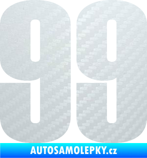 Samolepka Startovní číslo 99 typ 2      3D karbon bílý
