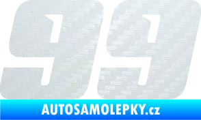 Samolepka Startovní číslo 99 typ 6 3D karbon bílý