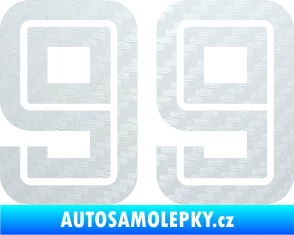 Samolepka Startovní číslo 99 typ 7 3D karbon bílý