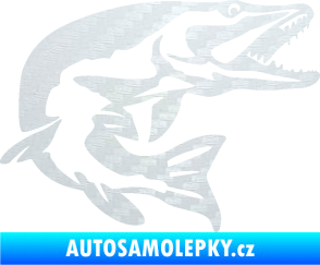 Samolepka Štika 001 pravá 3D karbon bílý