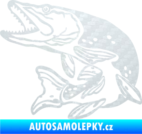 Samolepka Štika 002 levá 3D karbon bílý