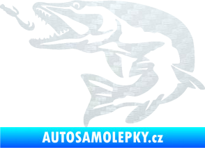 Samolepka Štika 005 levá s návnadou 3D karbon bílý