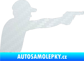 Samolepka Střelec silueta 001 pravá 3D karbon bílý