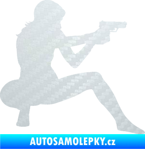 Samolepka Střelkyně 003 pravá 3D karbon bílý