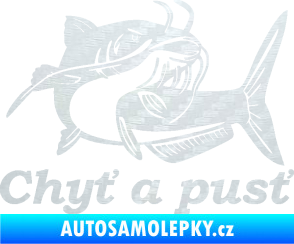 Samolepka Sumec 002 chyť a pusť pravá 3D karbon bílý