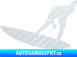 Samolepka Surfař 001 levá 3D karbon bílý