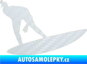 Samolepka Surfař 001 pravá 3D karbon bílý