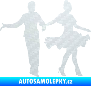 Samolepka Tanec 002 levá latinskoamerický tanec pár 3D karbon bílý