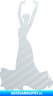 Samolepka Tanec 006 levá tanečnice flamenca 3D karbon bílý