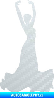 Samolepka Tanec 006 pravá tanečnice flamenca 3D karbon bílý