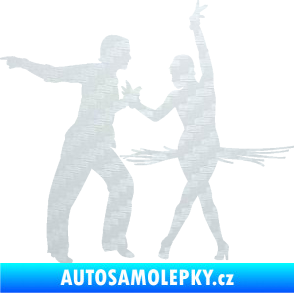 Samolepka Tanec 009 levá latinskoamerický tanec pár 3D karbon bílý