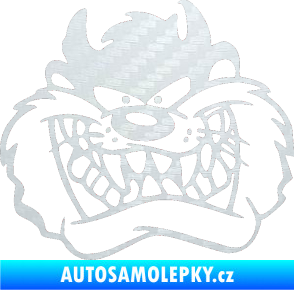 Samolepka Tazman zubatej levá 3D karbon bílý