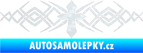 Samolepka Tetování 080 kříž 3D karbon bílý