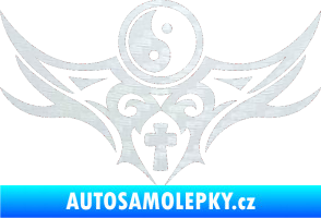 Samolepka Tetování 115 Jin a jang 3D karbon bílý