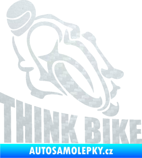 Samolepka Think bike 001 motorkář 3D karbon bílý