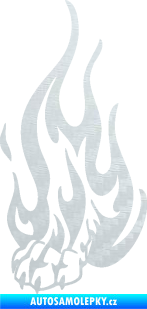 Samolepka Tlapa v plamenech levá 3D karbon bílý
