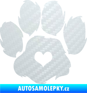 Samolepka Tlapka 006 levá 3D karbon bílý