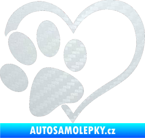 Samolepka Tlapka love levá 3D karbon bílý