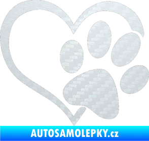 Samolepka Tlapka love pravá 3D karbon bílý