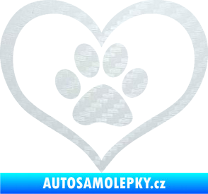 Samolepka Tlapky love 002 3D karbon bílý