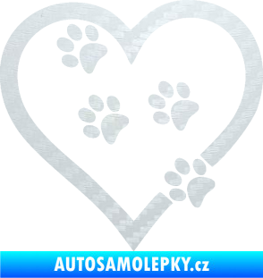 Samolepka Tlapky love 006 levá 3D karbon bílý