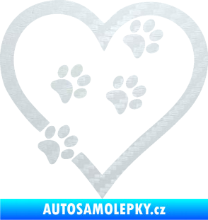 Samolepka Tlapky love 006 pravá 3D karbon bílý