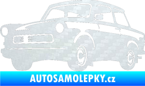 Samolepka Trabant karikatura levá 3D karbon bílý