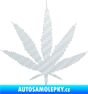 Samolepka Travka 001 lístek marihuany 3D karbon bílý