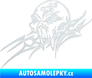 Samolepka Tribal skull levá lebka 3D karbon bílý