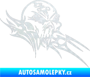 Samolepka Tribal skull pravá lebka 3D karbon bílý