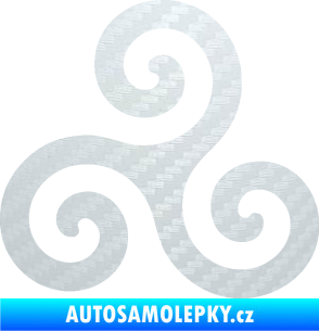 Samolepka Triskelion keltský znak 3D karbon bílý