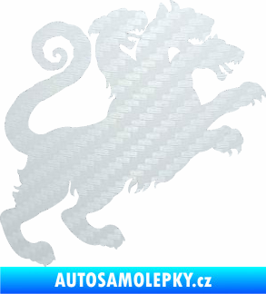 Samolepka Trojhlavý pes kerberos 002 pravá 3D karbon bílý