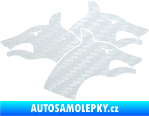 Samolepka Trojhlavý pes kerberos pravá 3D karbon bílý