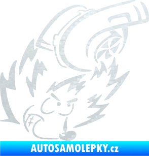 Samolepka Turbo ježek pravá 3D karbon bílý