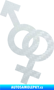 Samolepka Ty a já 001 symbol pro muže a ženu 3D karbon bílý