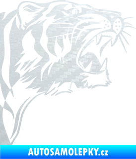 Samolepka Tygr 002 pravá 3D karbon bílý