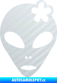 Samolepka UFO 009 slečna s kytičkou pravá 3D karbon bílý