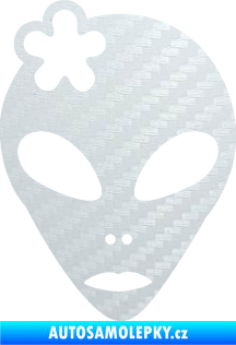 Samolepka UFO 009 slečna s kytičkou levá 3D karbon bílý
