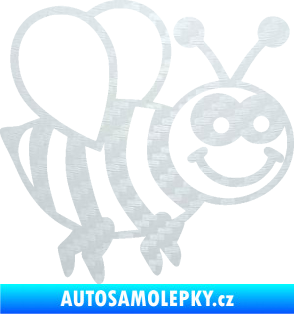 Samolepka Včela 003 pravá happy 3D karbon bílý