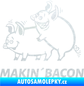 Samolepka Veselá prasátka makin bacon levá 3D karbon bílý